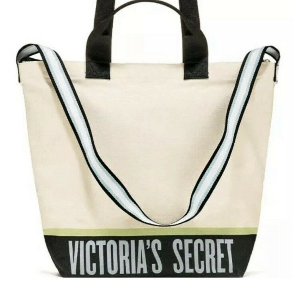 NWT Victoria's Secret CANVAS LOGO COOLER Carryall Tote + PRINT Insulated Bag